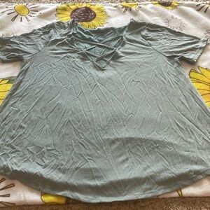 ‼️CLEARANCE ITEM‼️ Aqua Cross Front Shirt